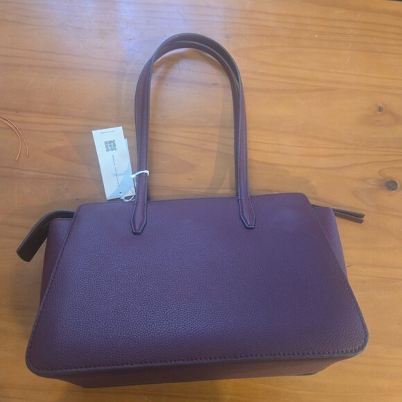 Tory Burch Robinson Small Pebbled Leather Tote in Claret - Picture 2 of 5